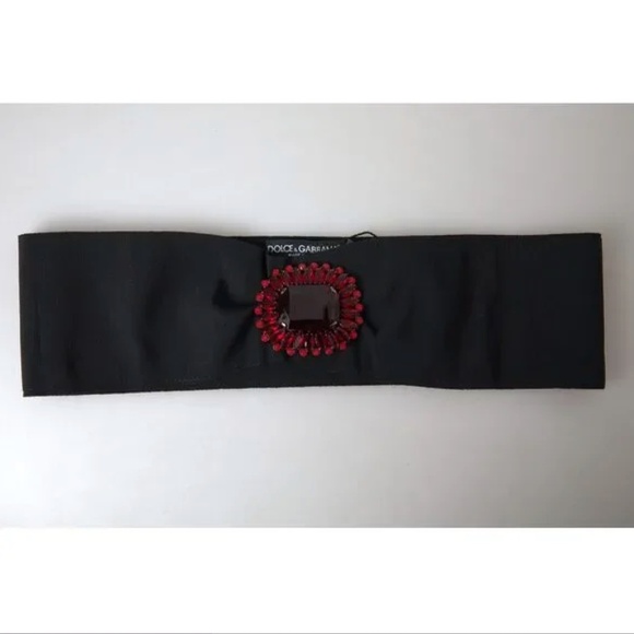 Dolce & Gabbana Black Crystal Brass Wide Waist Runway Belt